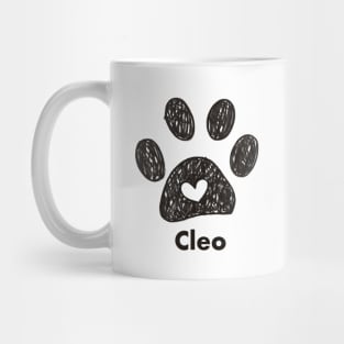 Cleo name made of hand drawn paw prints Mug